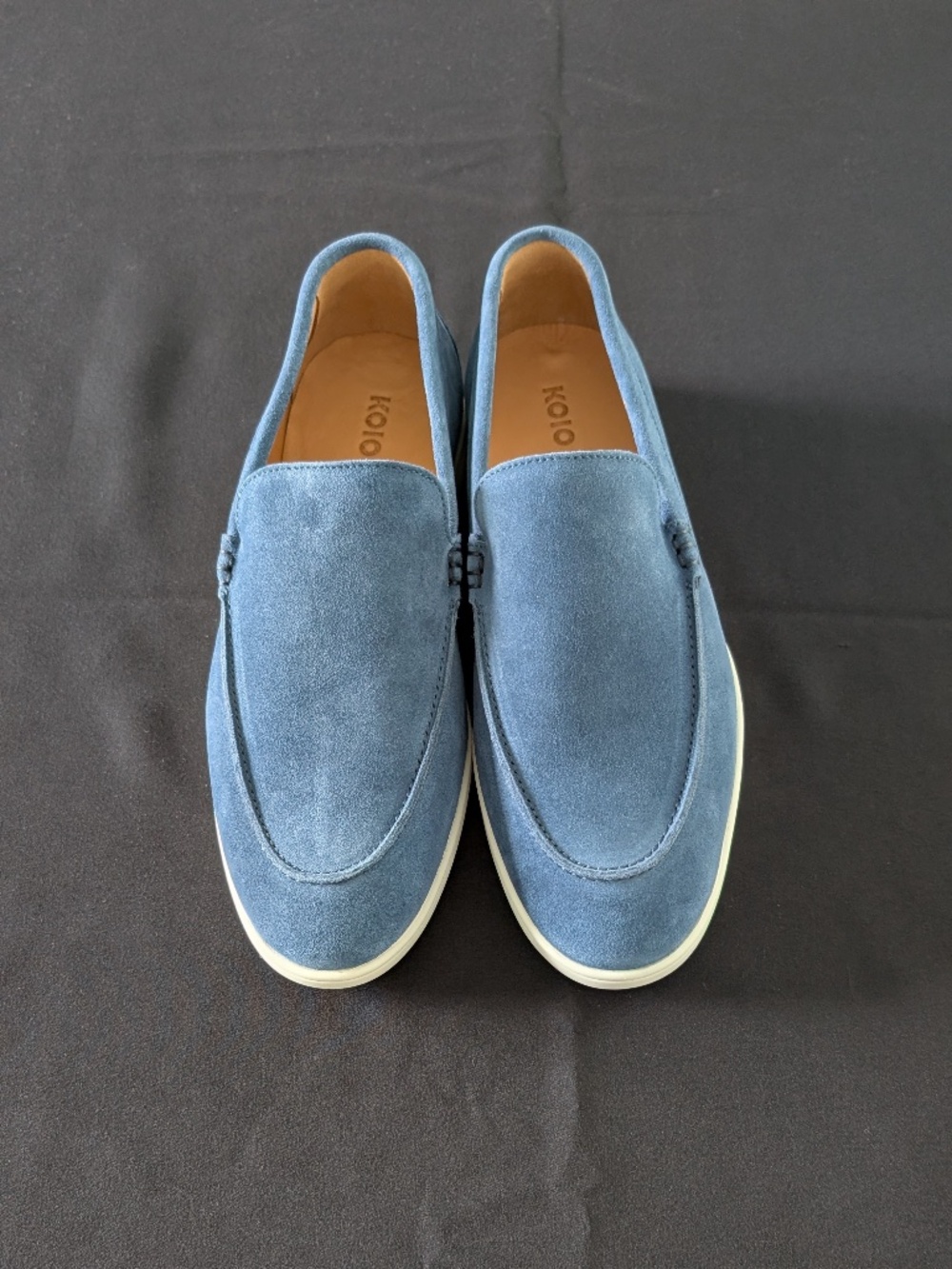 Koio Catania Mens Suede Loafers Shoes Slate Blue Italian Leather US 8 EU 41